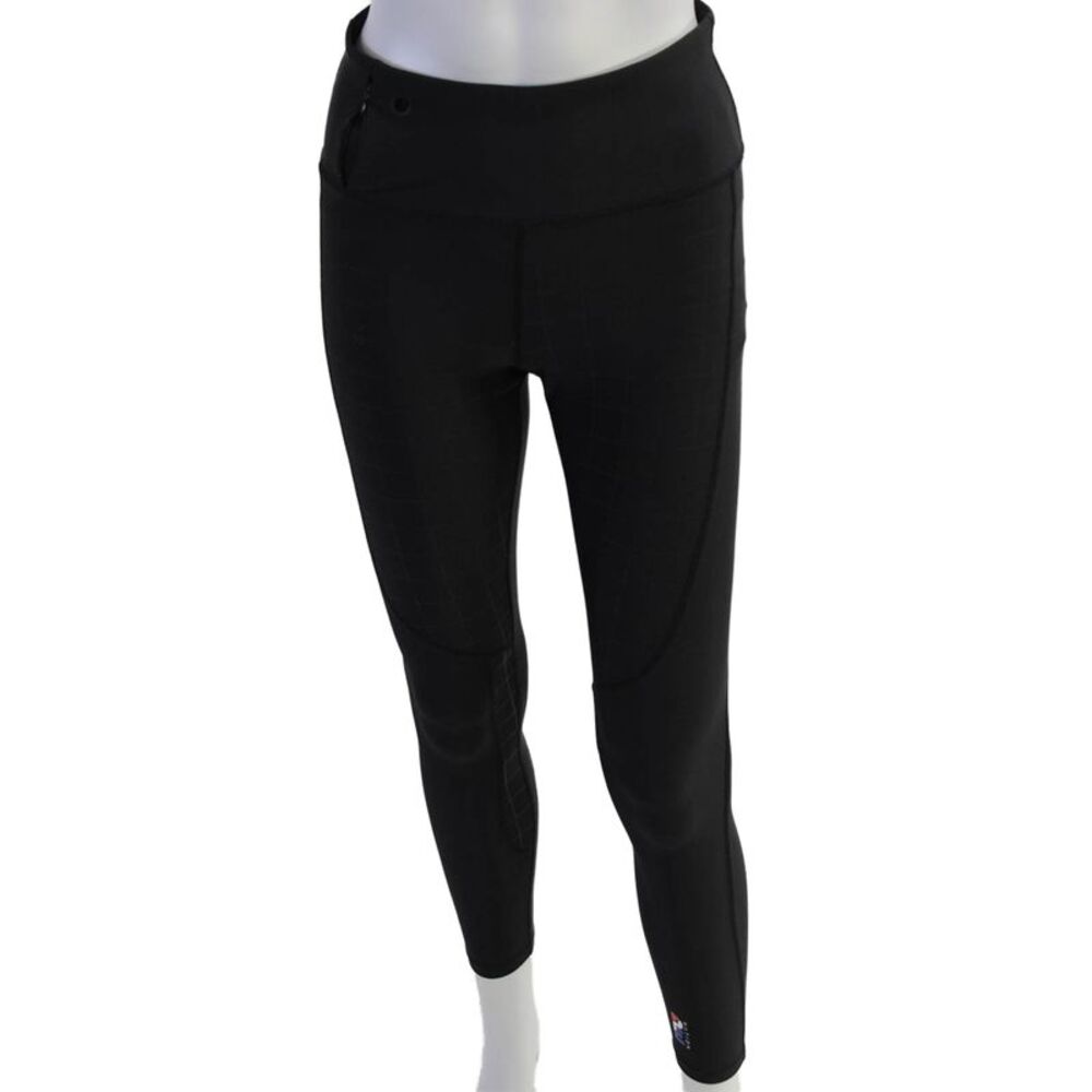 PE Nation Womens Solid Mid-Rise Activewear Leggings Black Size S